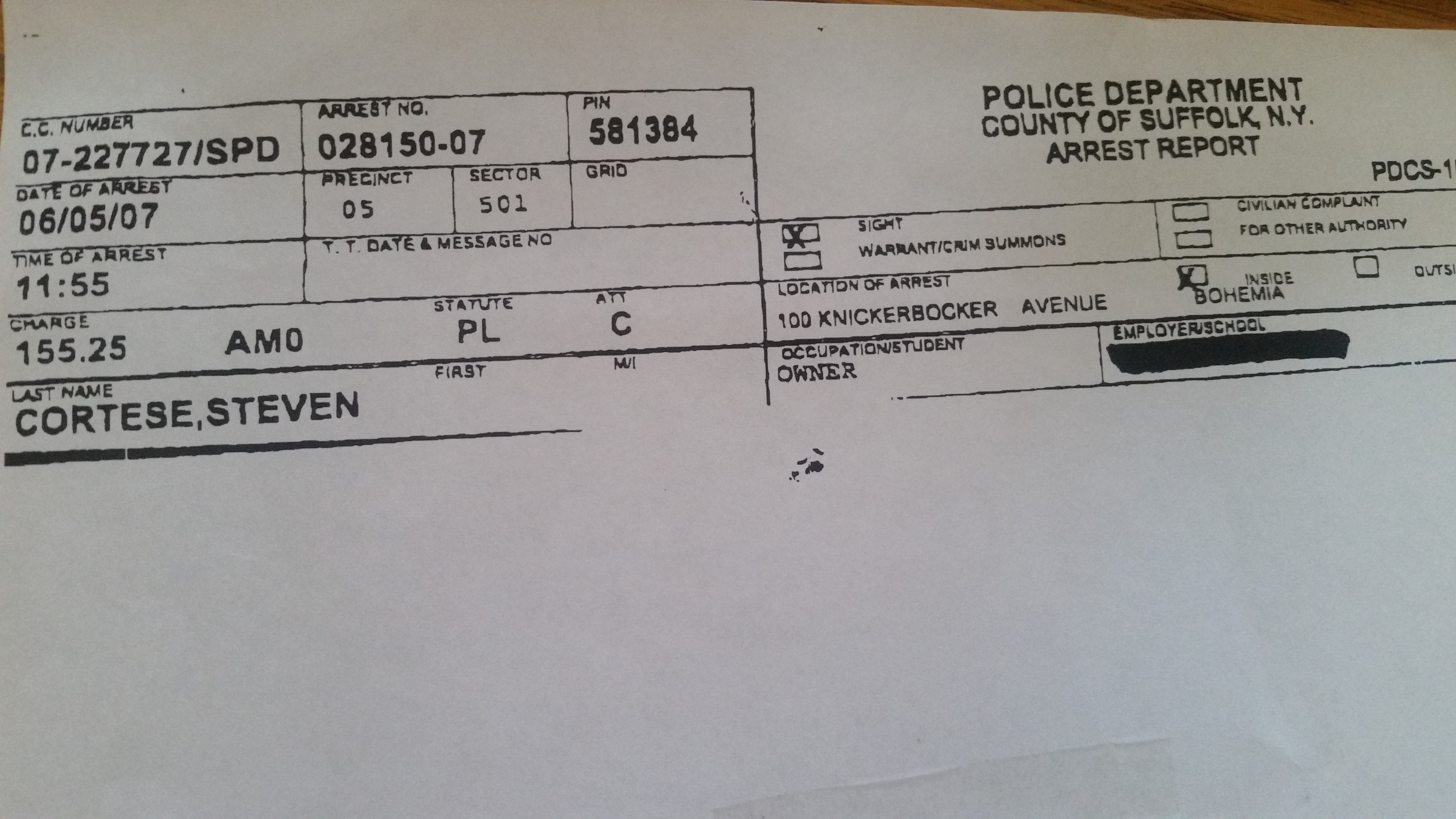 Police report copies.