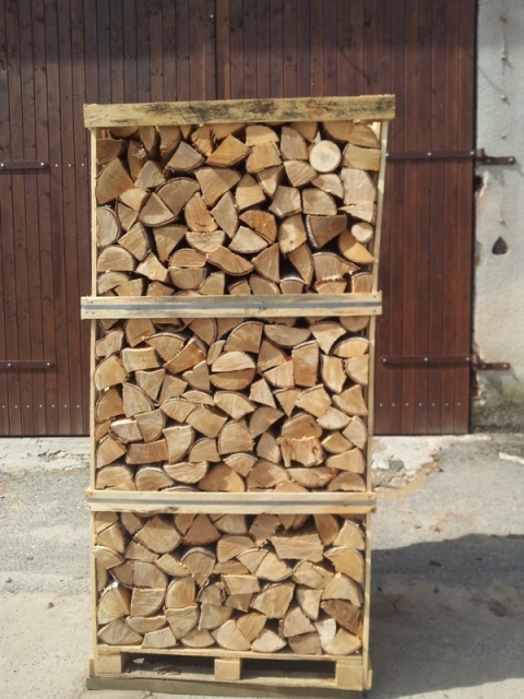 firewood on pallet boxes