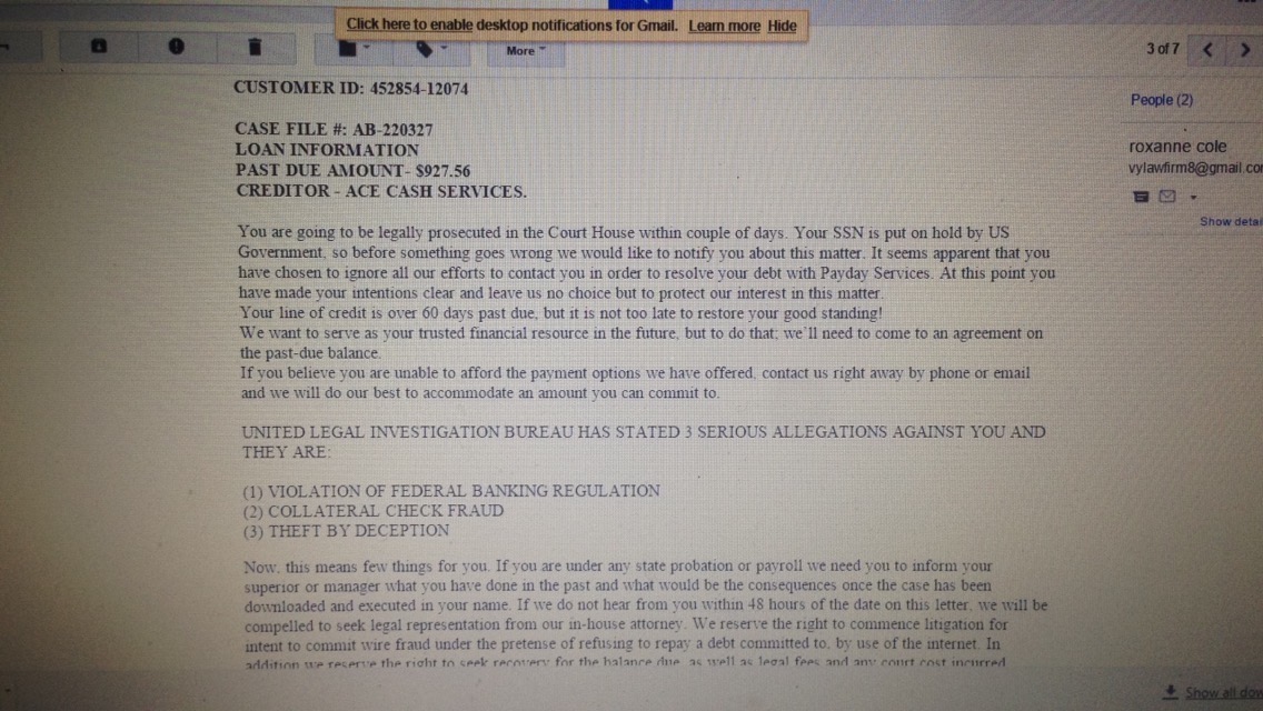 Picture of email they sent Prt 1