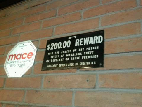 Sign from the AAGNO for the reward at the Yorkshire Edenborn Apartment Complex.  It was removed in August, 2015 by the AAGNO.