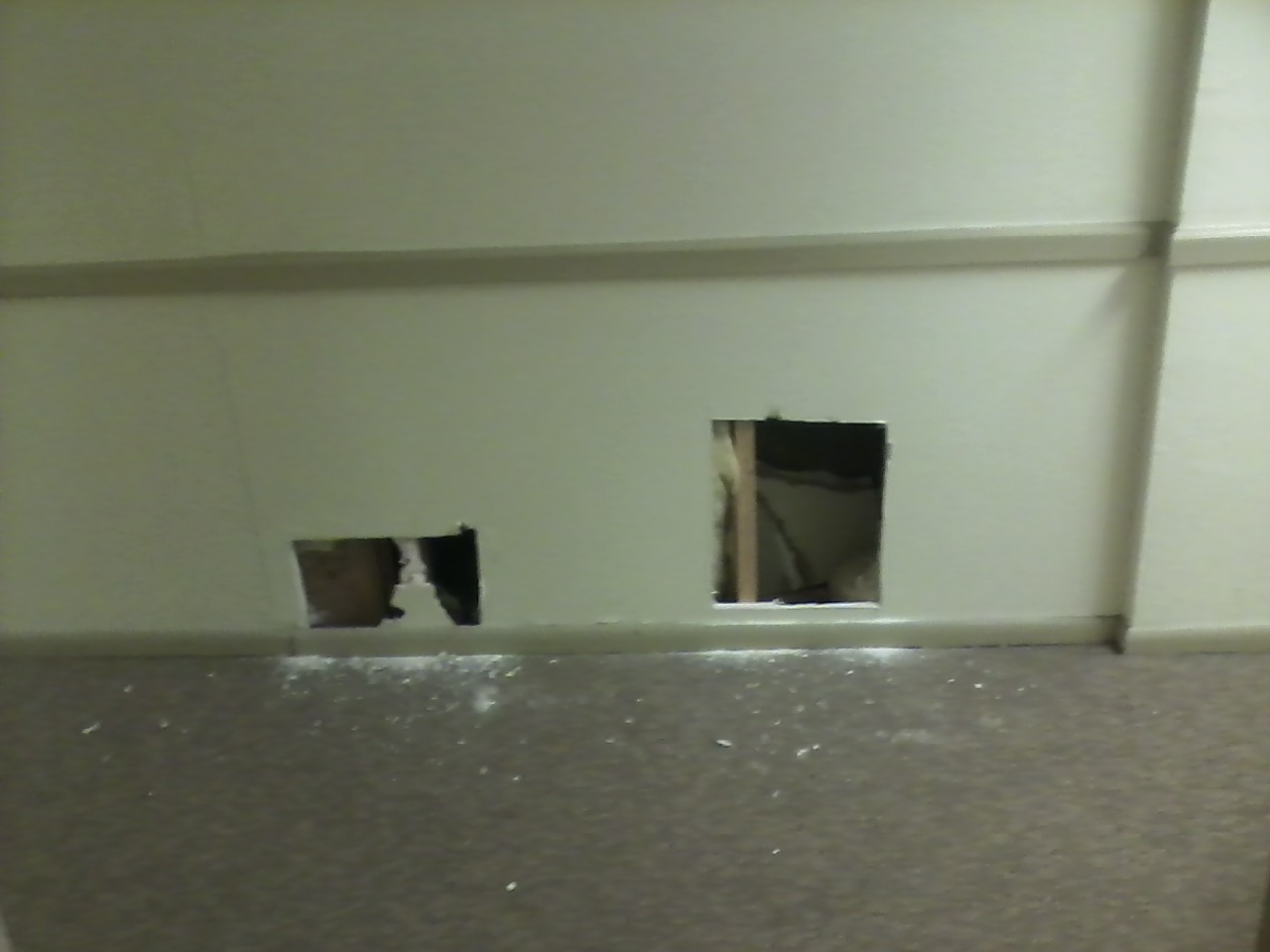 Many hallways have obvious holes in the walls, from water damage, broken pipes, etc.