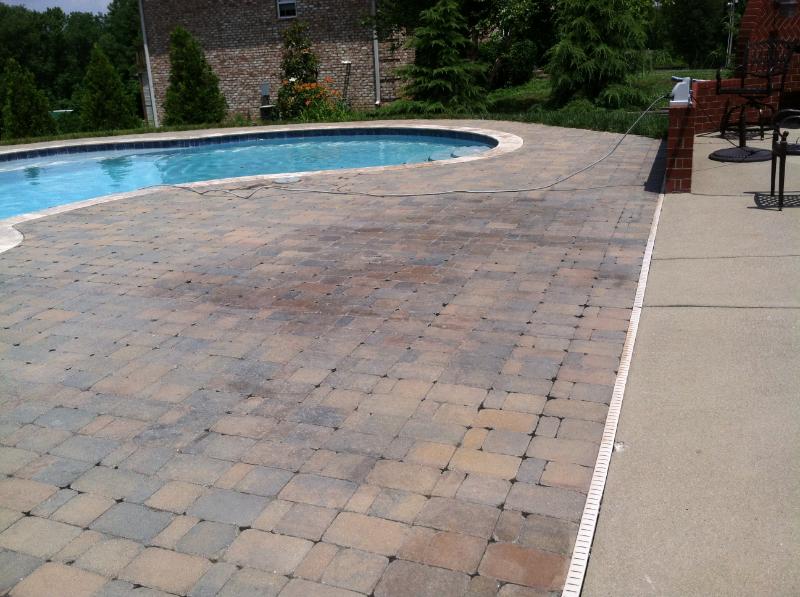 Discoloration from wrong sealer Castlerock put on the pavers