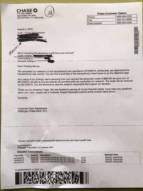 My letter of temporary credit denial, not approved.  Note dates.