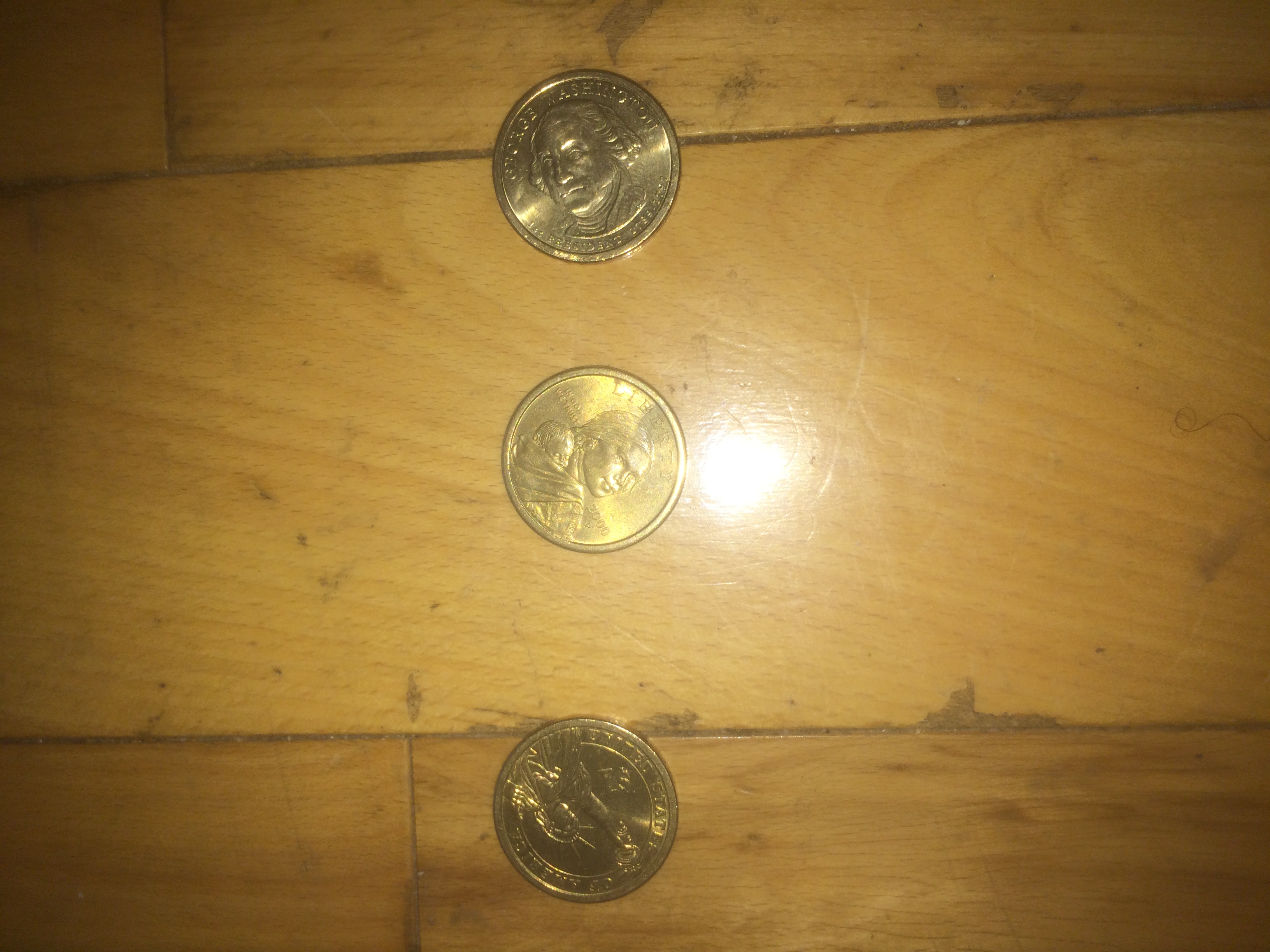 The three gold coins I actually won.