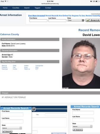 Apparently David lowery from recent arrest.