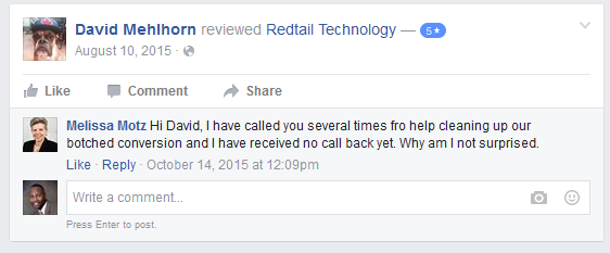 Customer answer to post by David Mehlhorn