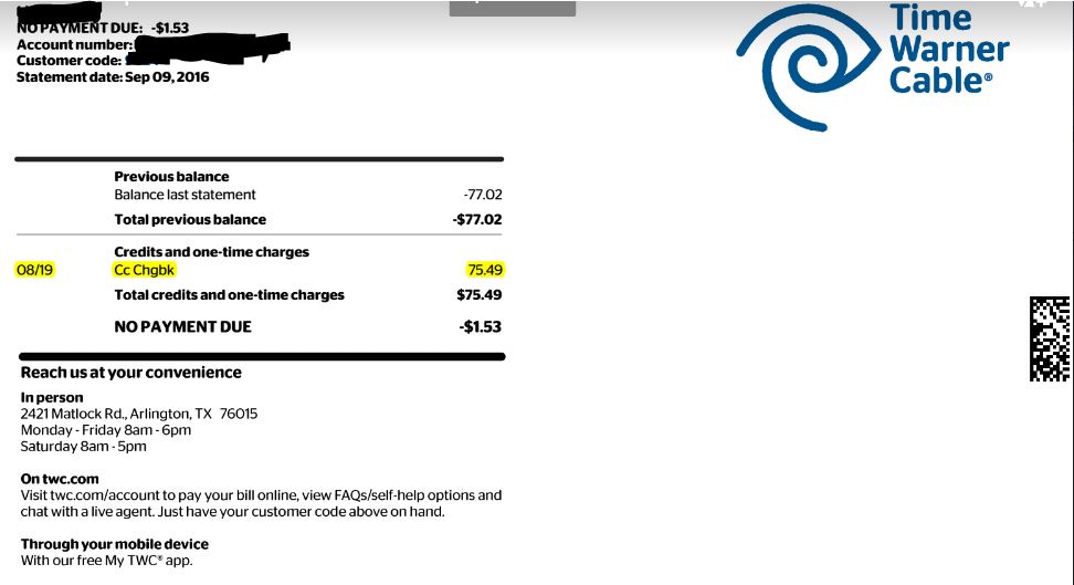 Time Warner Cable Netspend Charge Back