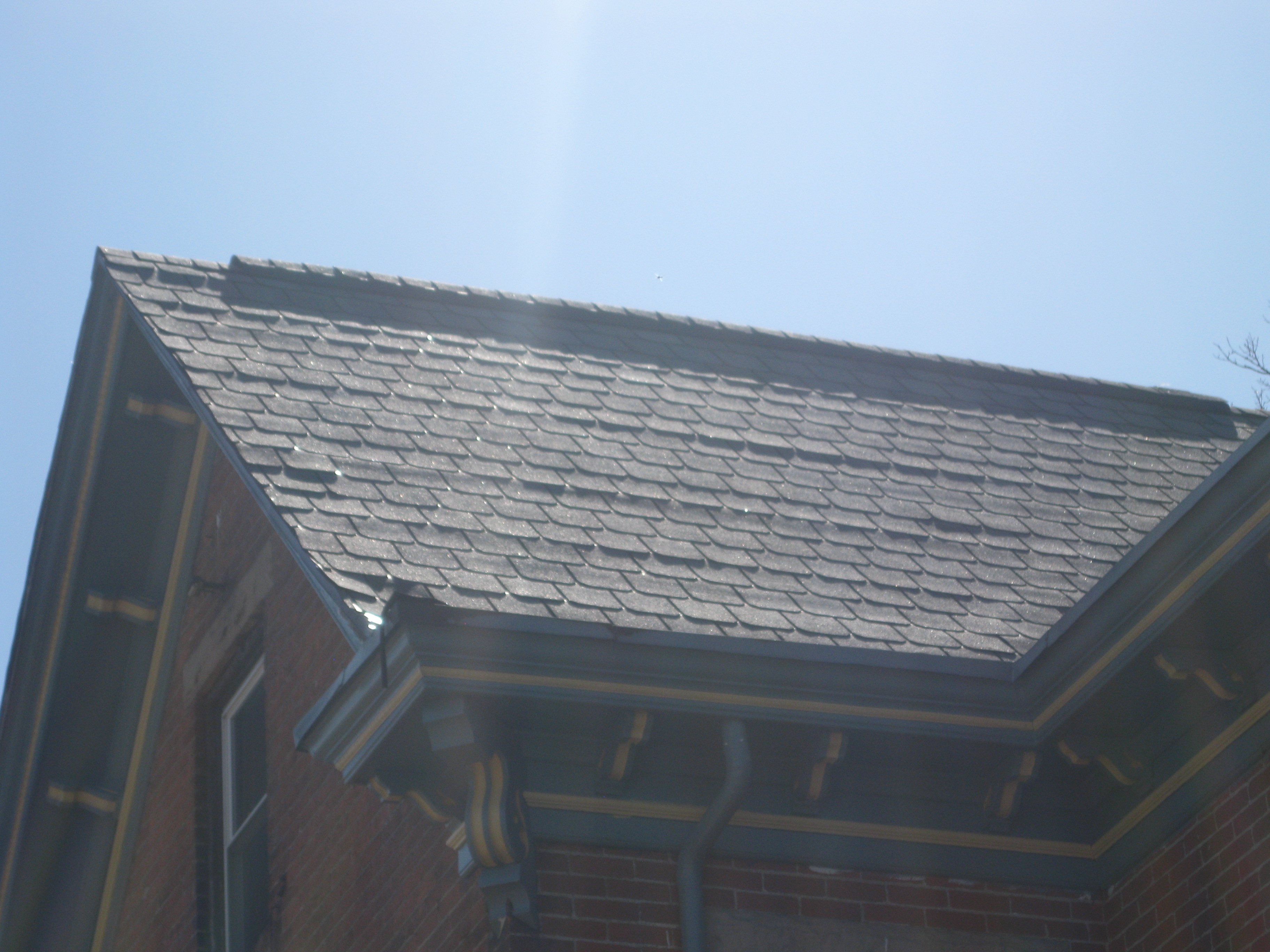 Count how many spots on this section of roof you wouldn’t want on your new roof! Is this quality roofing?
