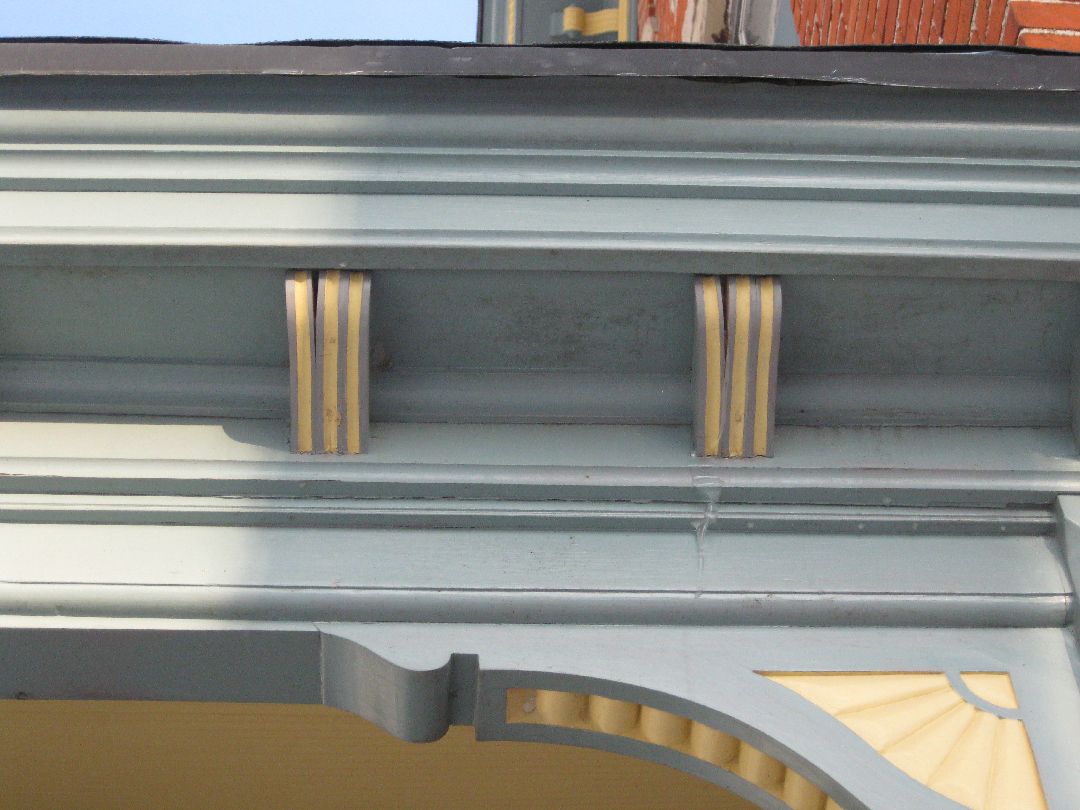 Damage - Corbels that were damage from water dripping over the gutters and freezing. Just more quality for Ben's boys!
