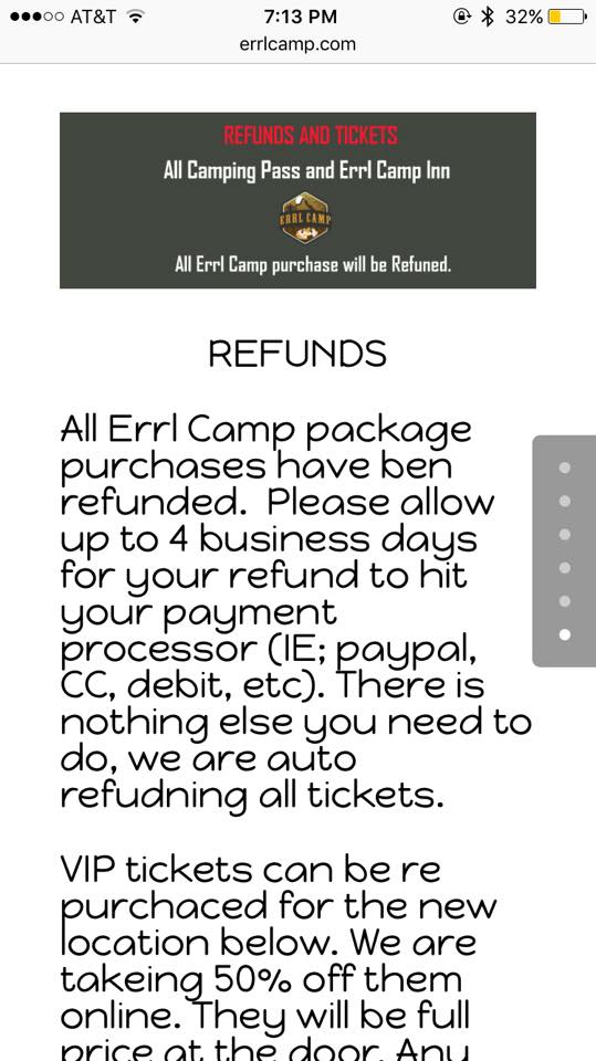 This is a 2nd screen shot from their own website claiming to have refunded everyone