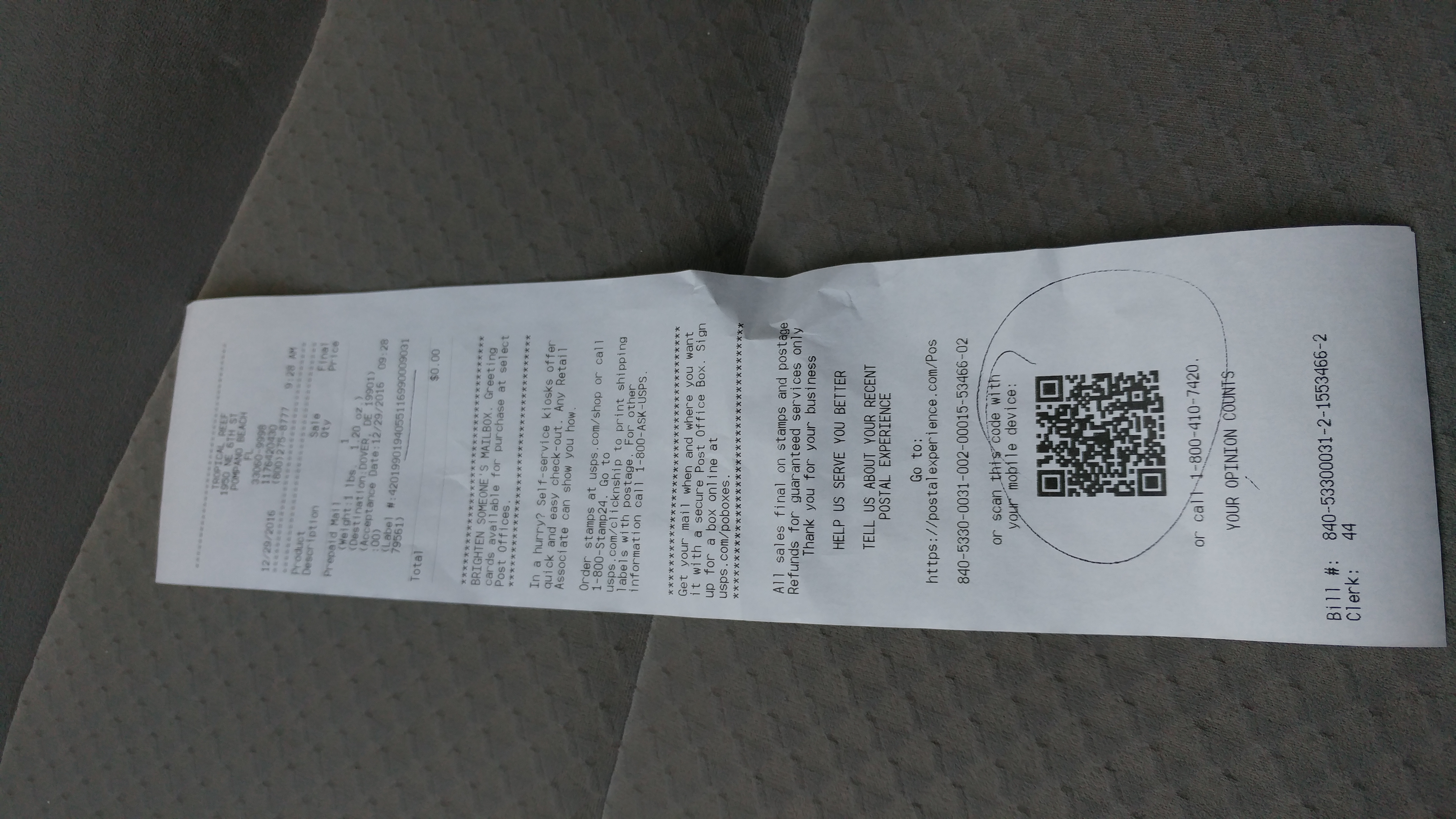 USPS RECEIPT 2
