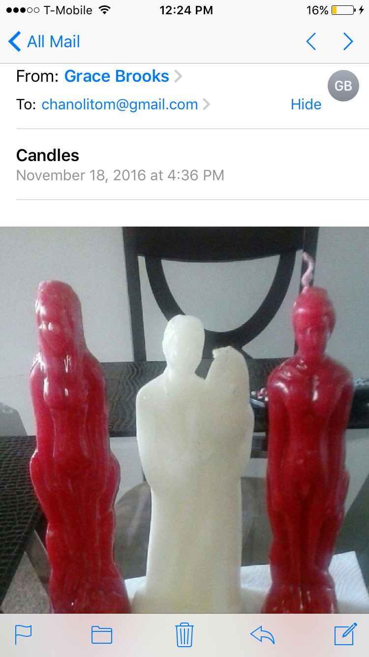 This is the candles that she sent to my email, when she claimed she was doing the work for me.