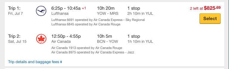 Screen grab of the flight I've been trying to book since Monday that they won't honour.