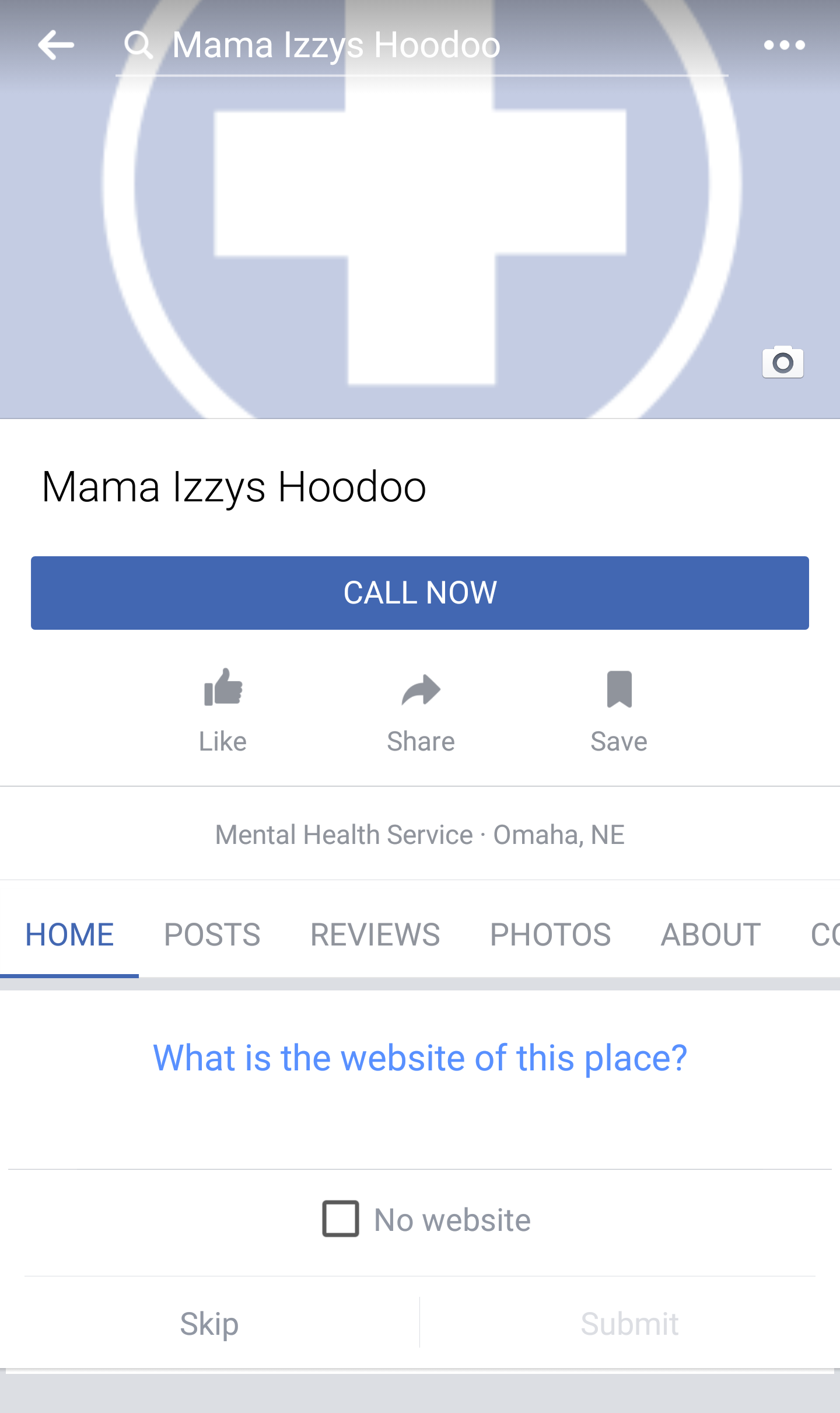 Facebook listing for mental health 