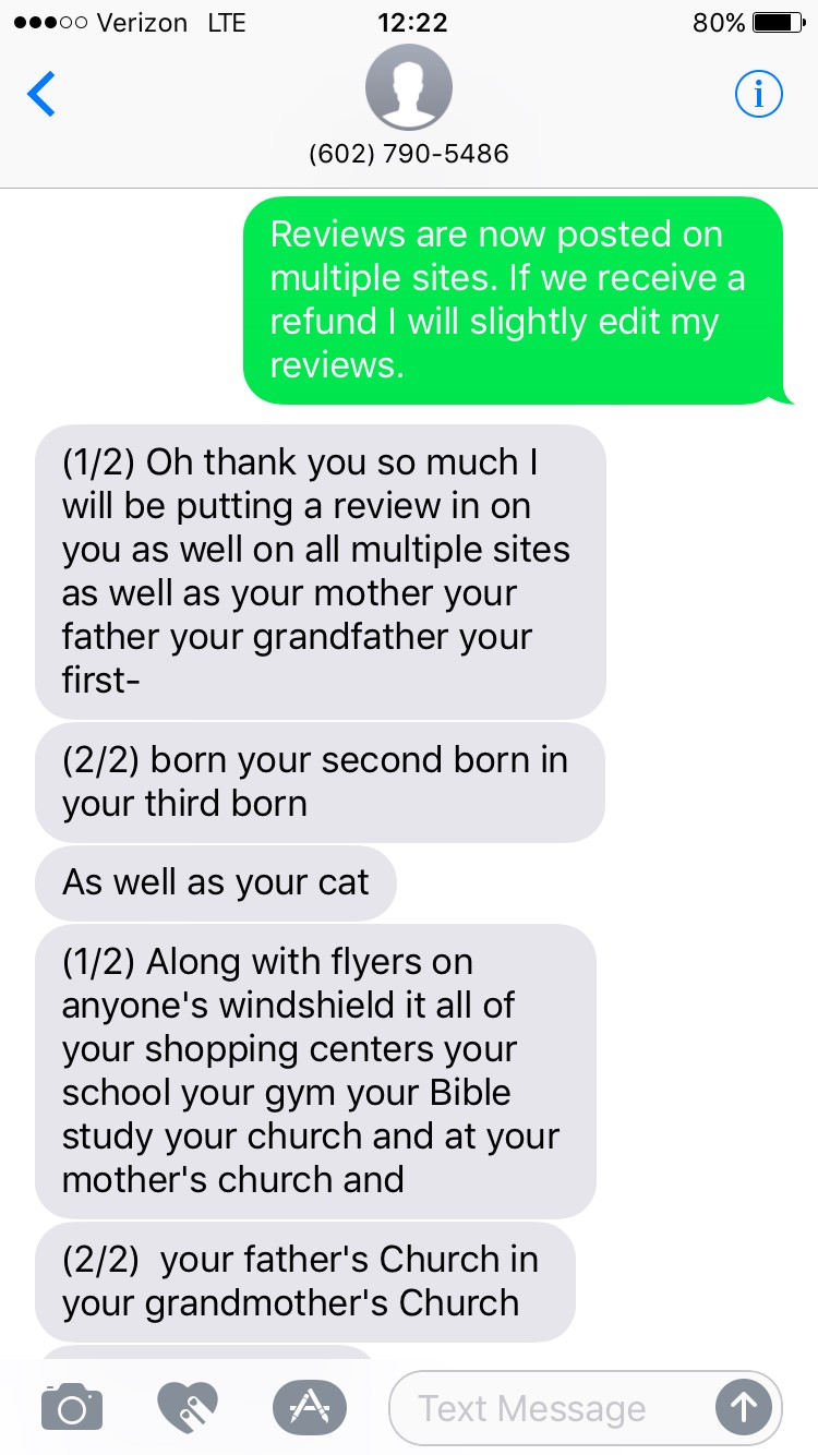 Screen shot of text messages