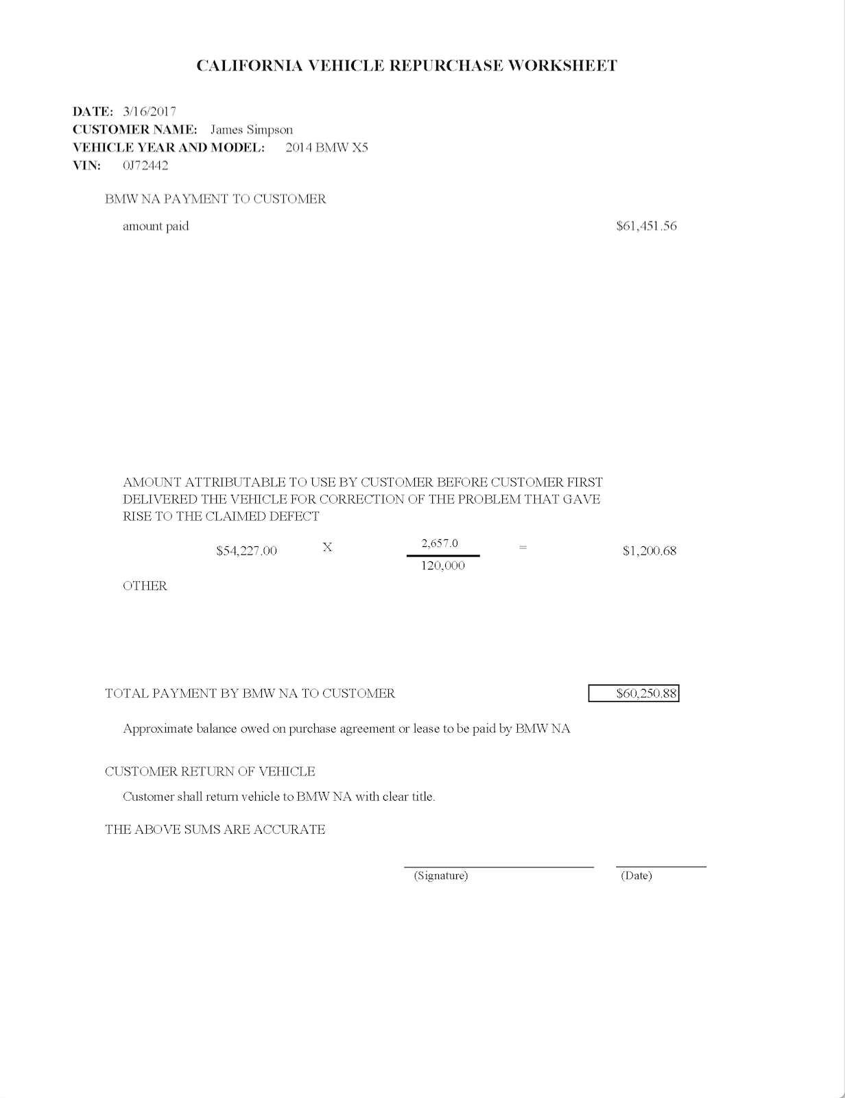 The corrected worksheet after I again caught BMW's alleged miscalculation.