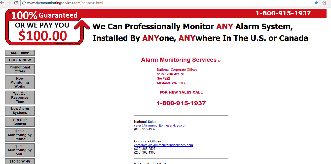 Alarm Monitoring Services--false advertisement