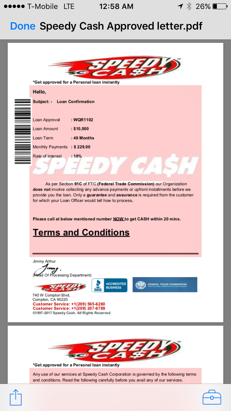 Speedy cash USA 