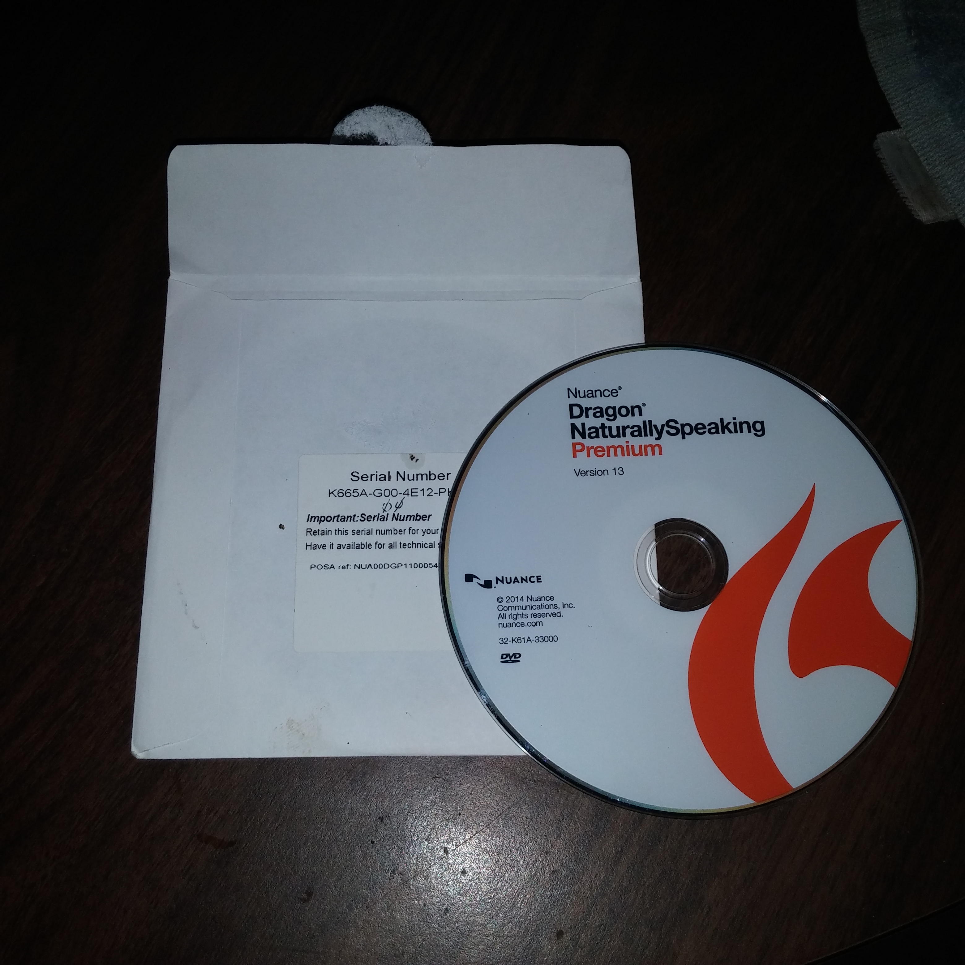 The actual disk  and serial number purchased from Amazon