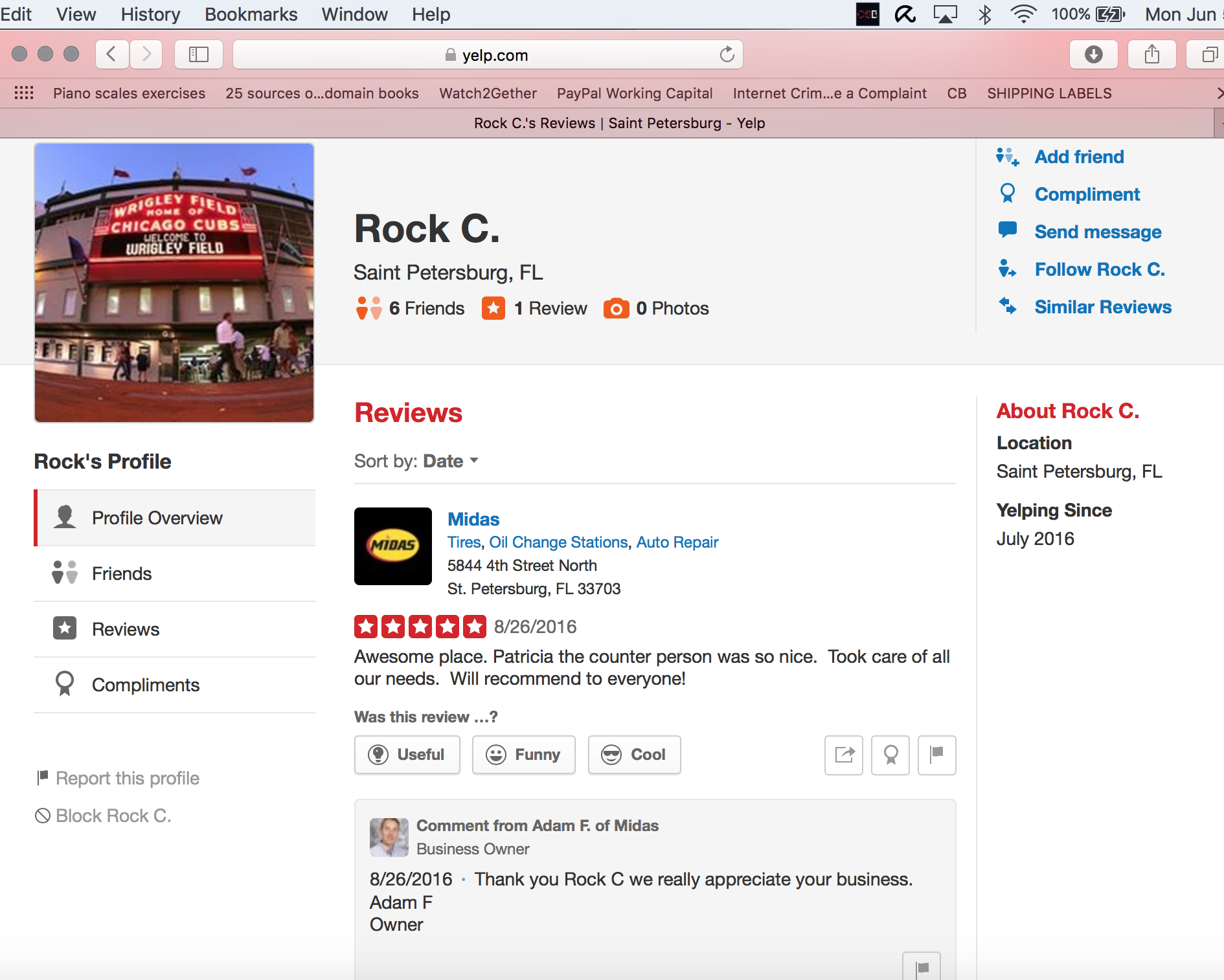 fake yelp review   from rock c  store manager to adam the owner 