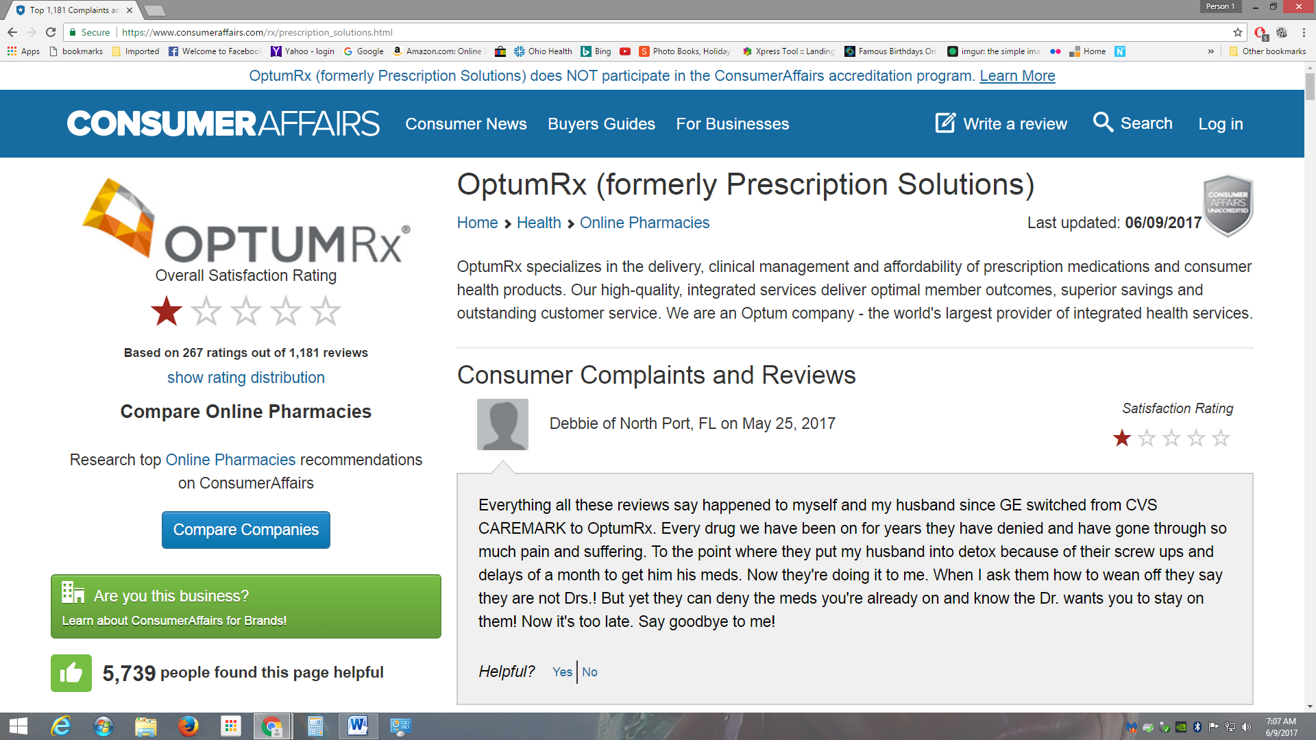 OptumRX rating