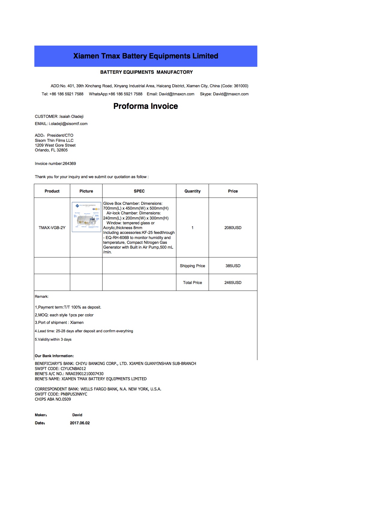 TMAX invoice