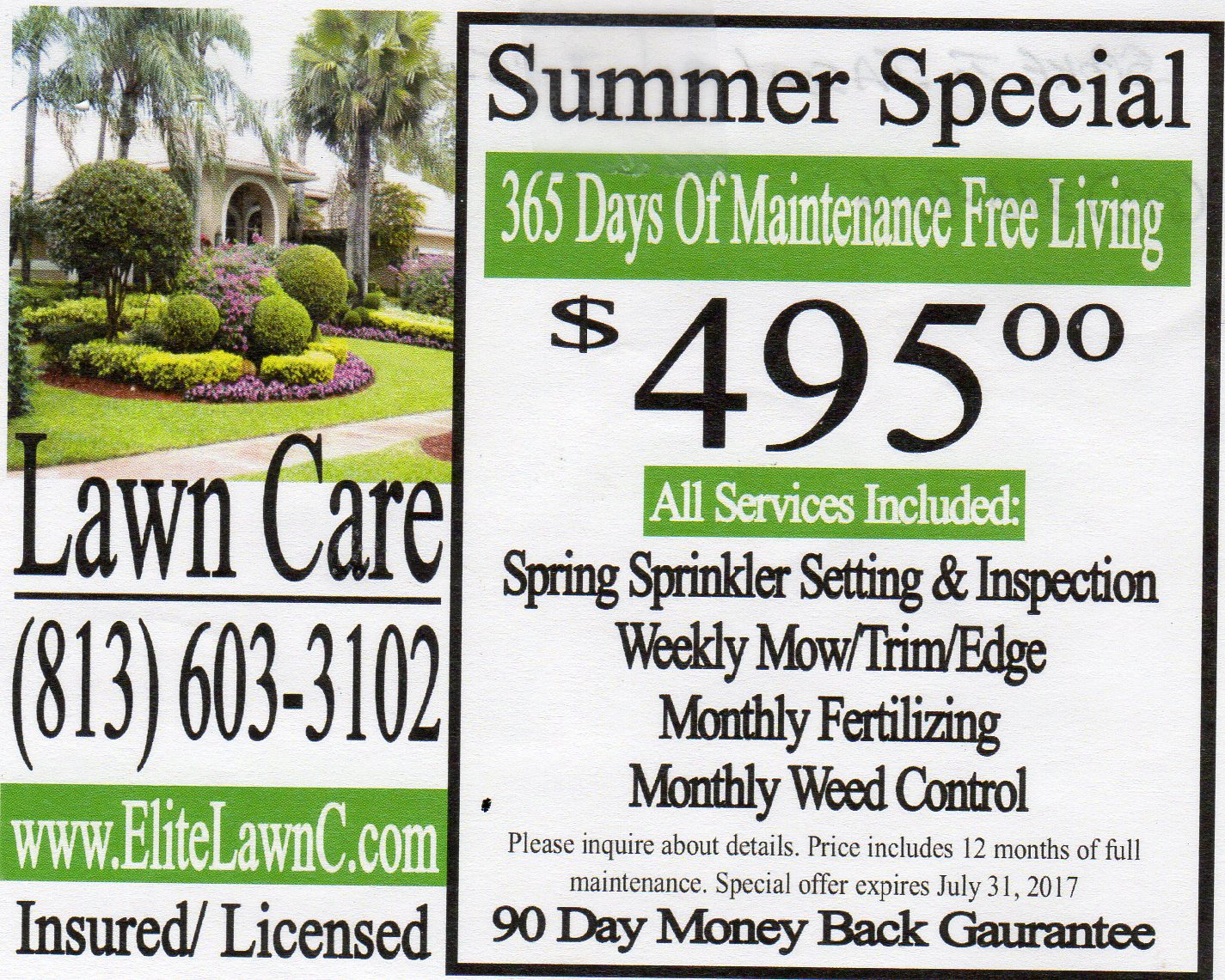 Elite Lawn Care, Advertisement. SCAM!!! - BEWARE!!! 