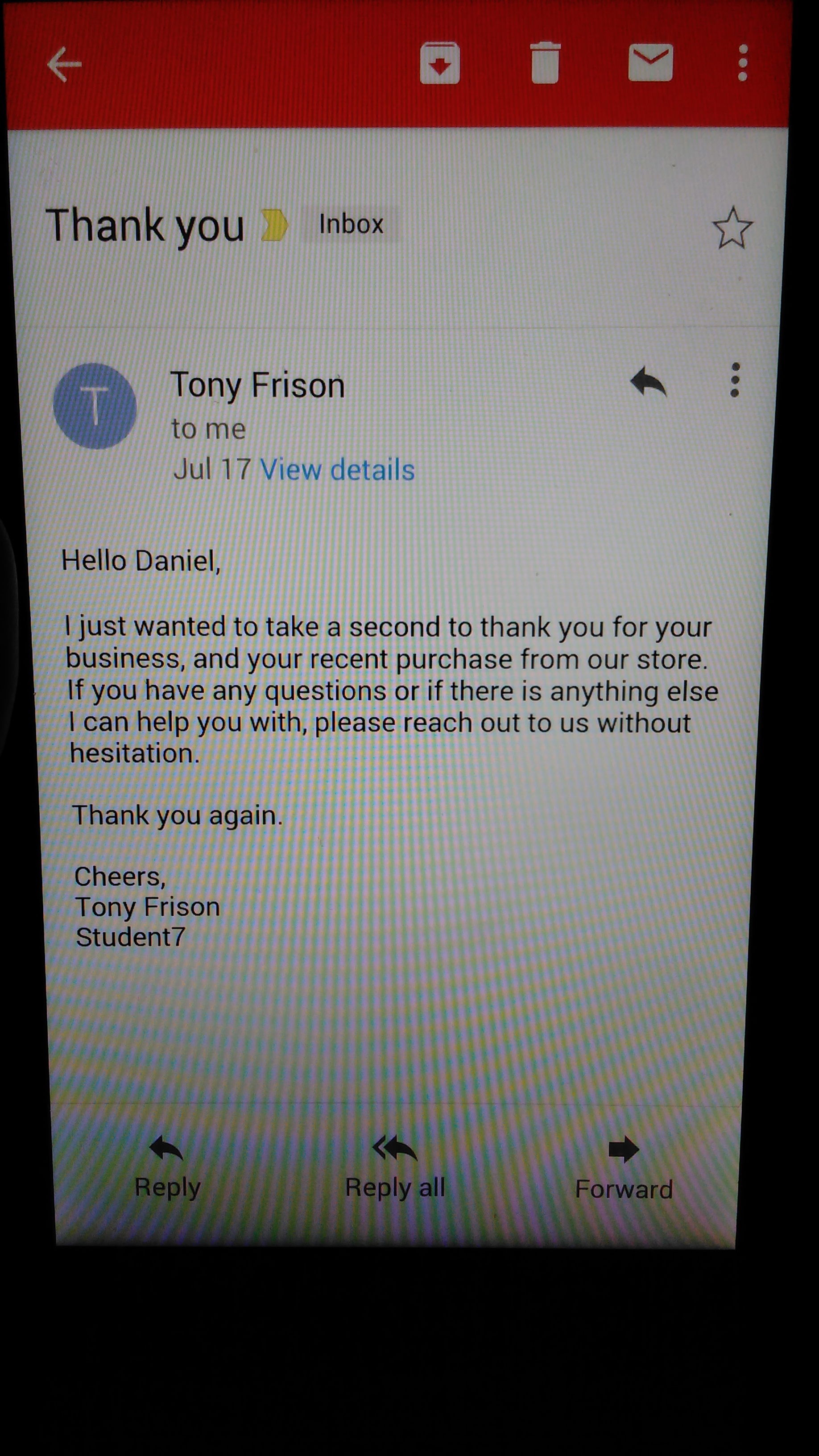 This is the letter from Tony Frison!