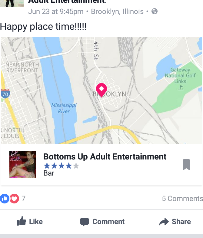 This photo is just proof where he was bragging about going to an adult entertainment place while he was training my fiance he posted this on his Facebook page while he was training my fiance.