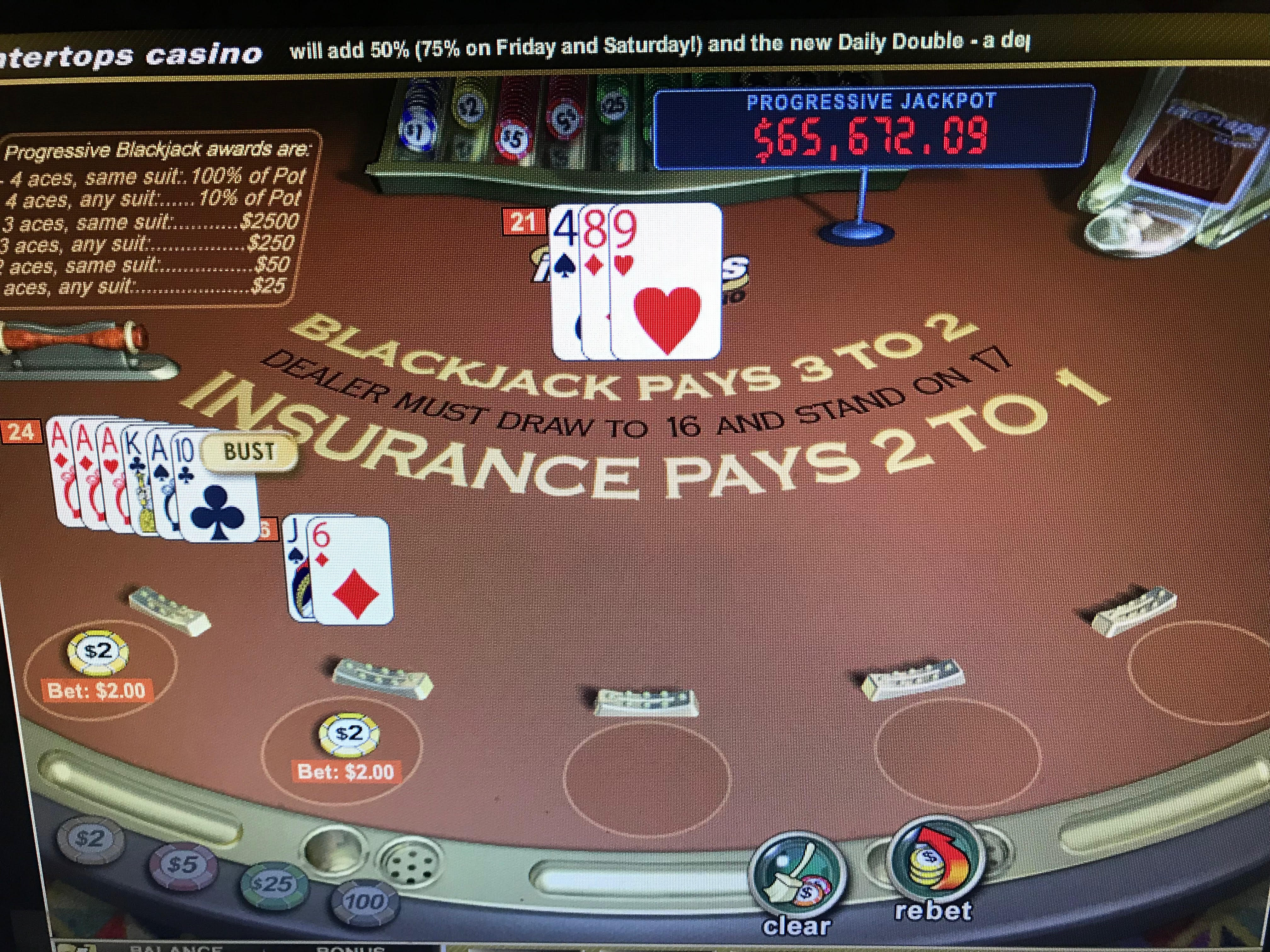 blackjack screen shot