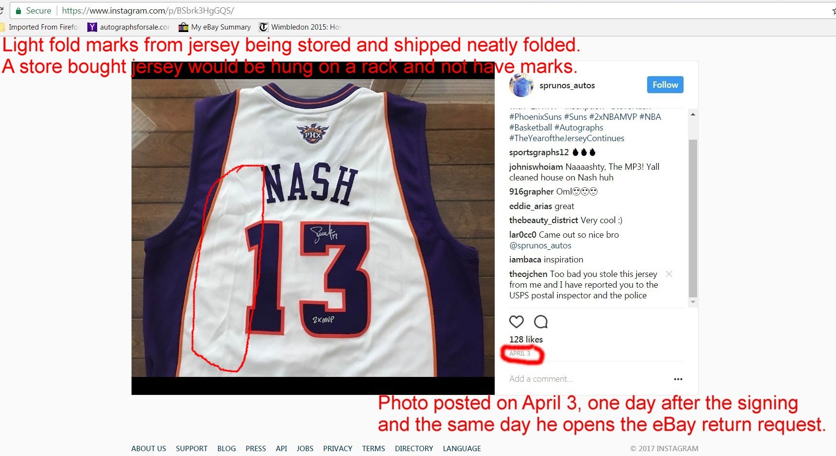photo proof of Nash jersey posted by Bruno on IG