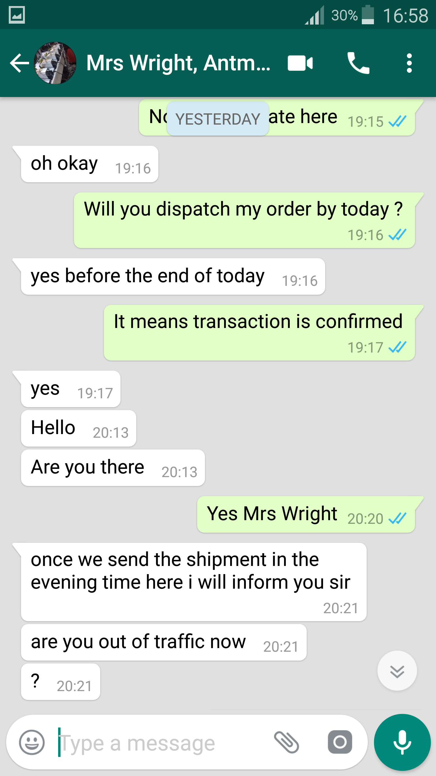 Confirmation of transaction by the fraud seller