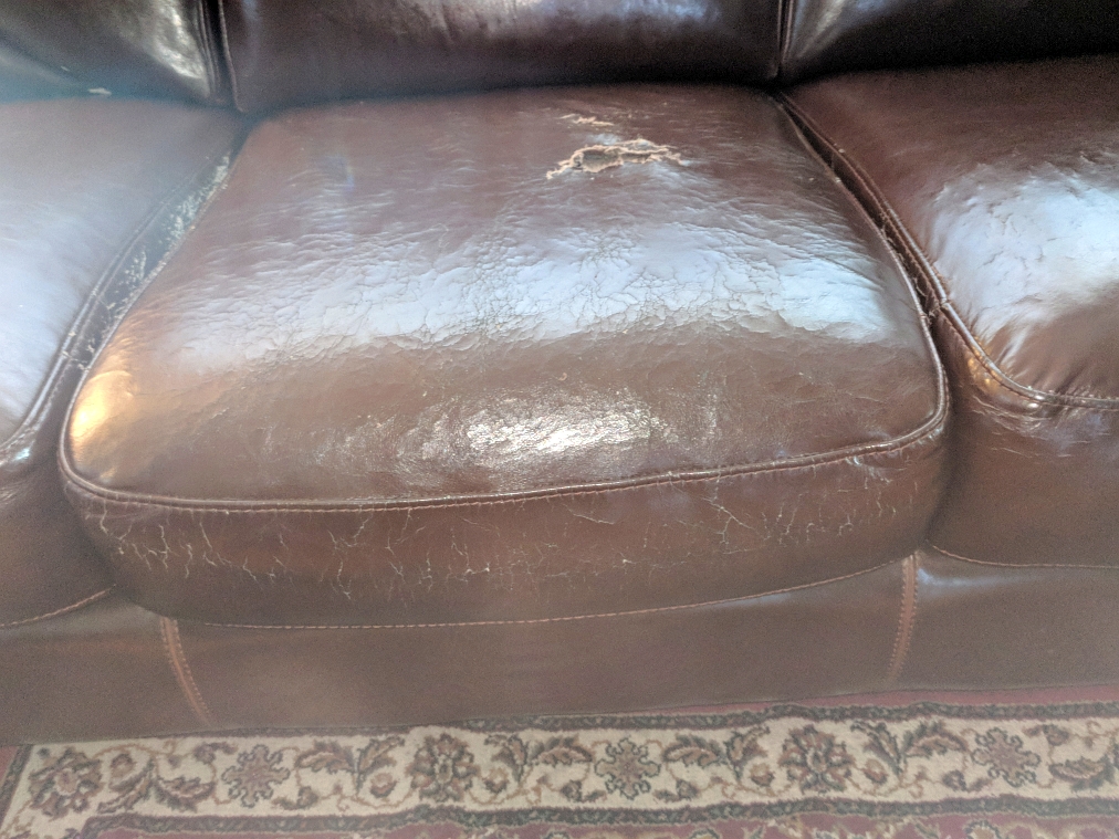 Raymour & Flanigan leather sofa after 5+ years.