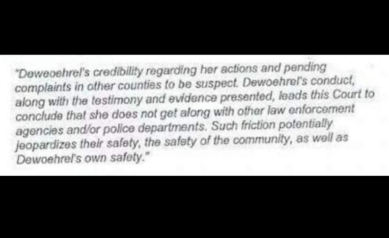 Here is what one Judge said about Penny Dewoehrel