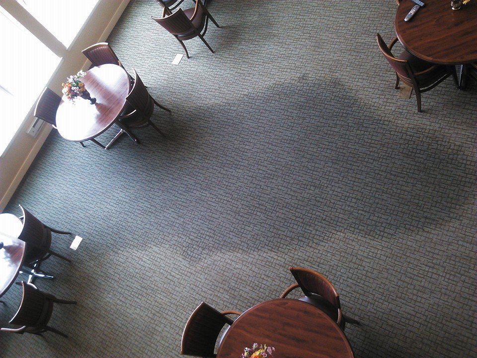 Community Room wet carpet from water intrusion