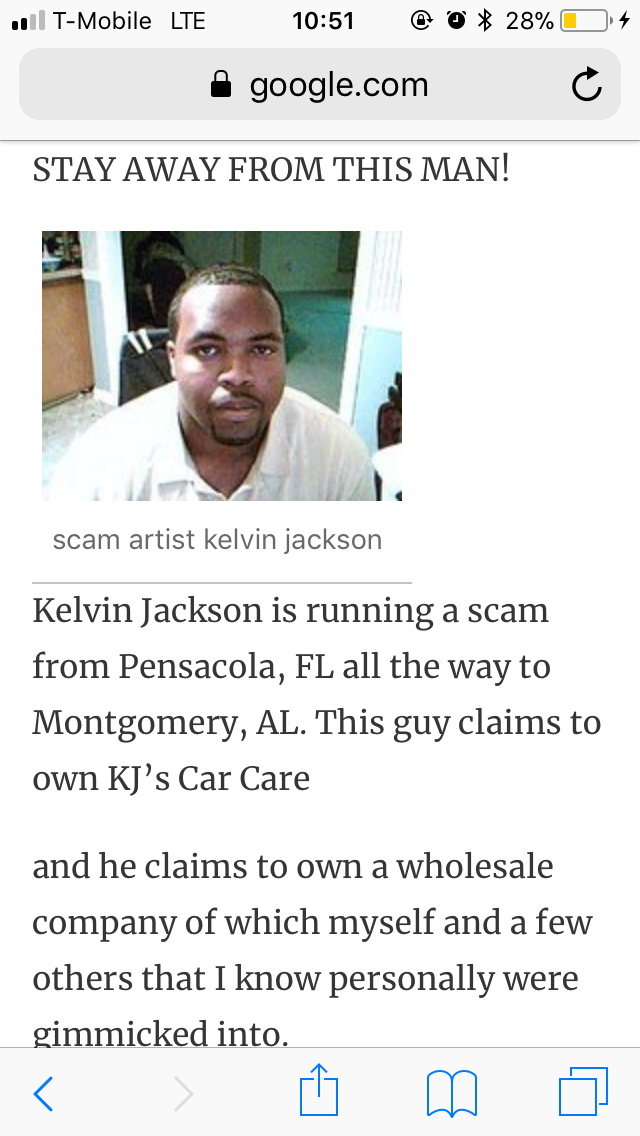 Kelvin Jackson Scam Report from 5 years ago