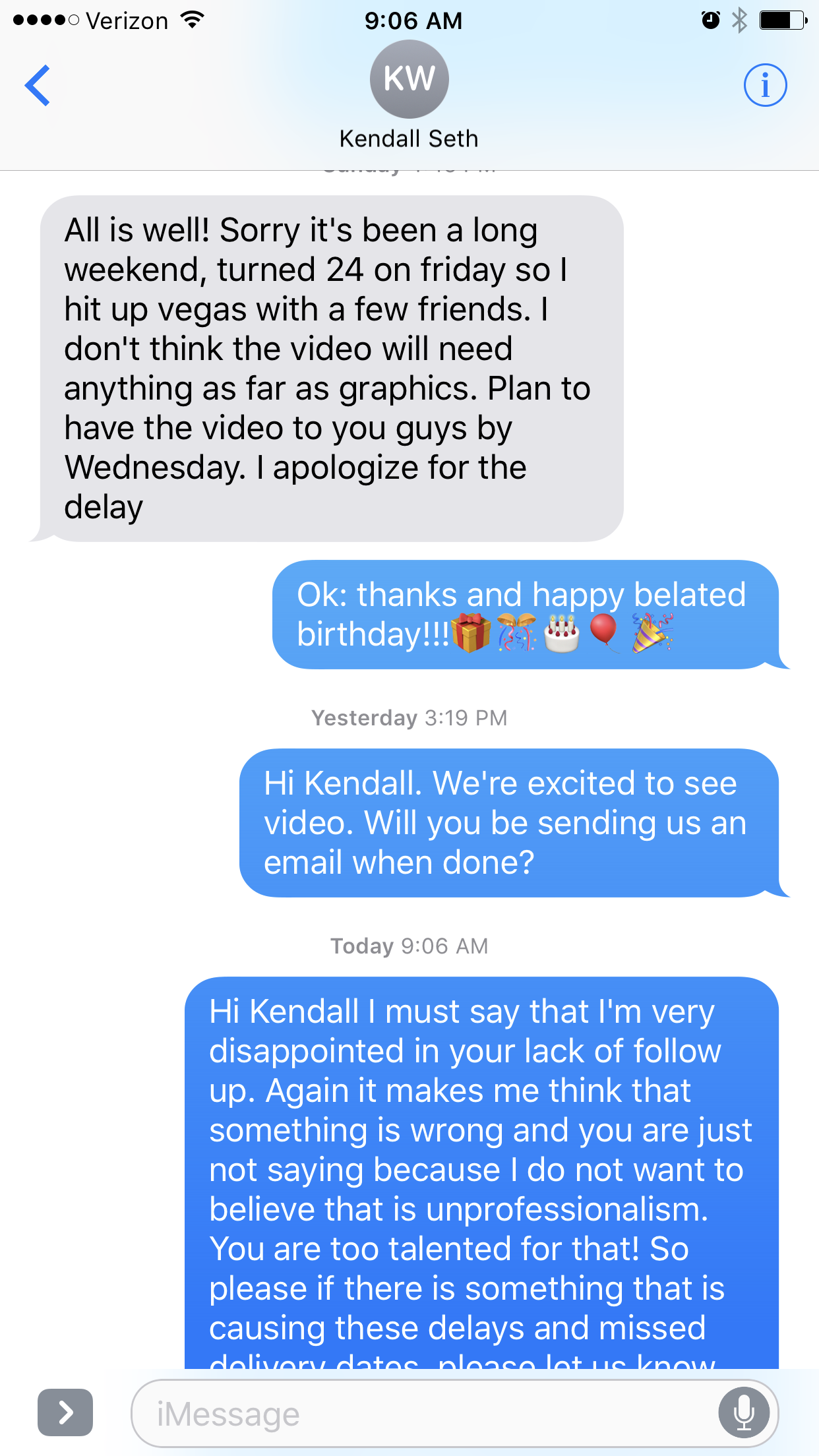 Text Contact After First Missed Delivery Date