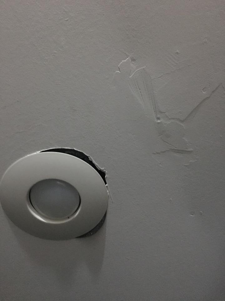 holes everywhere/spackle job