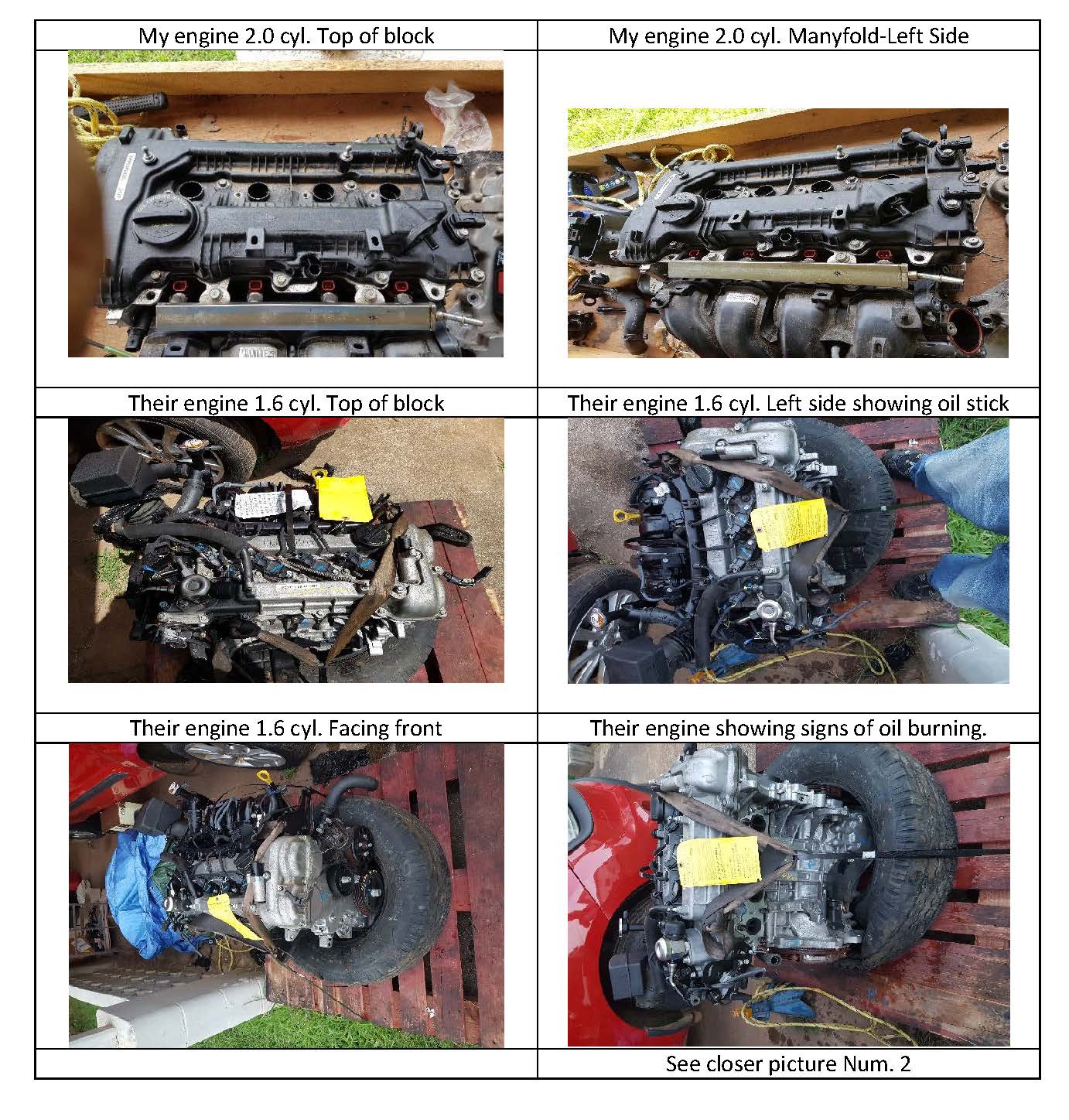 Fotos of My Engine (Top-2) Their Engine (Bottom-4)