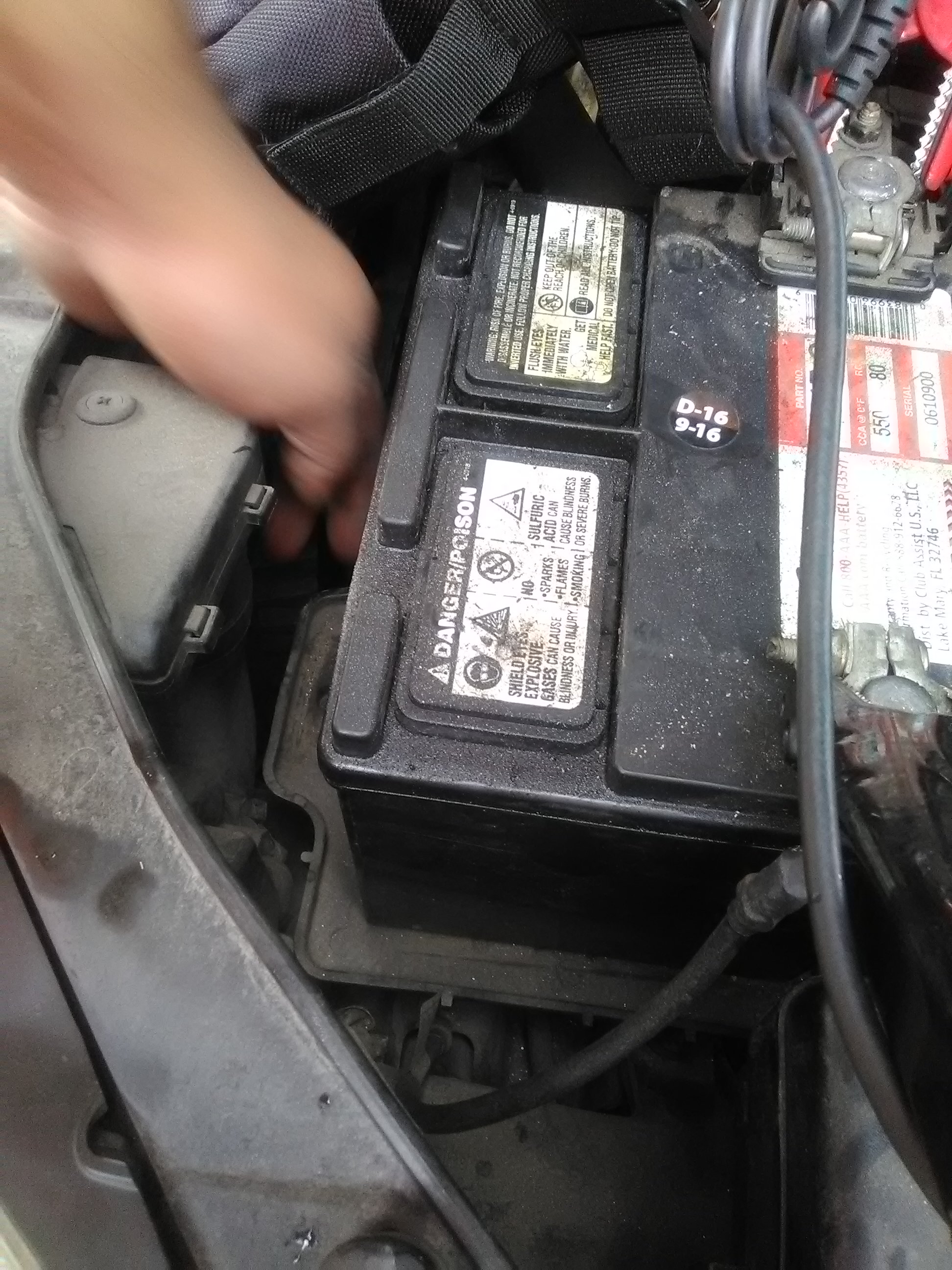 Battery where mechanic left part off 