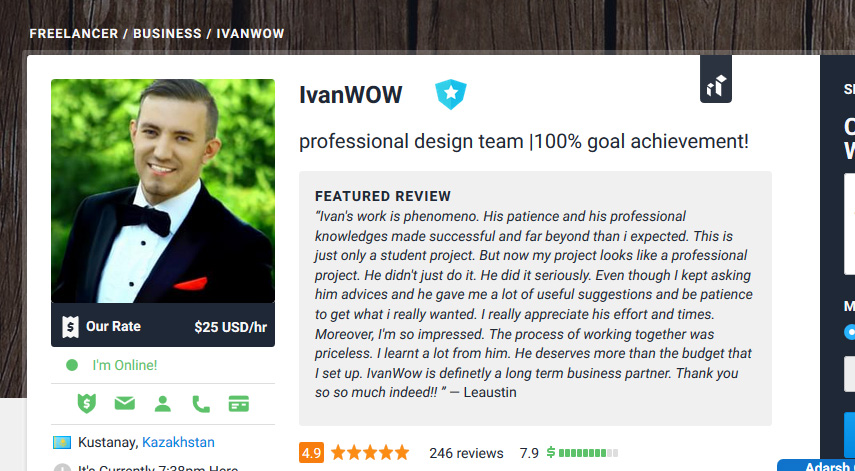 IvanWOW Freelancer.com Profile