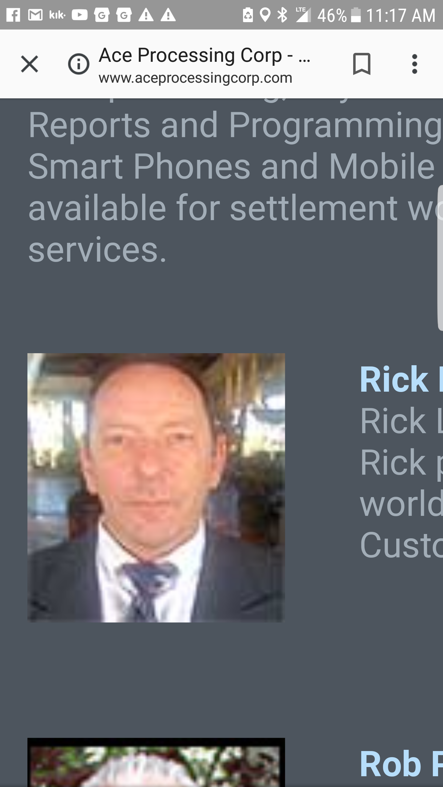 This is rick lee from ace processing corp 