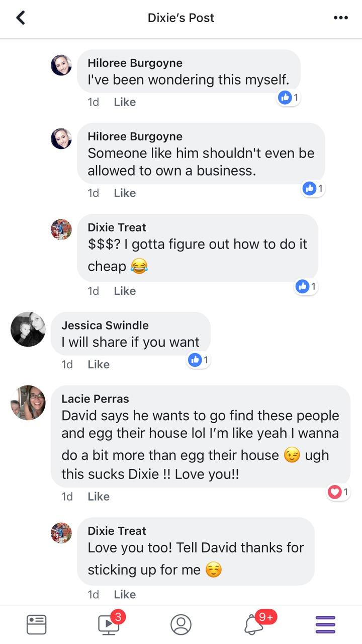 Facebook thread led by Dixie