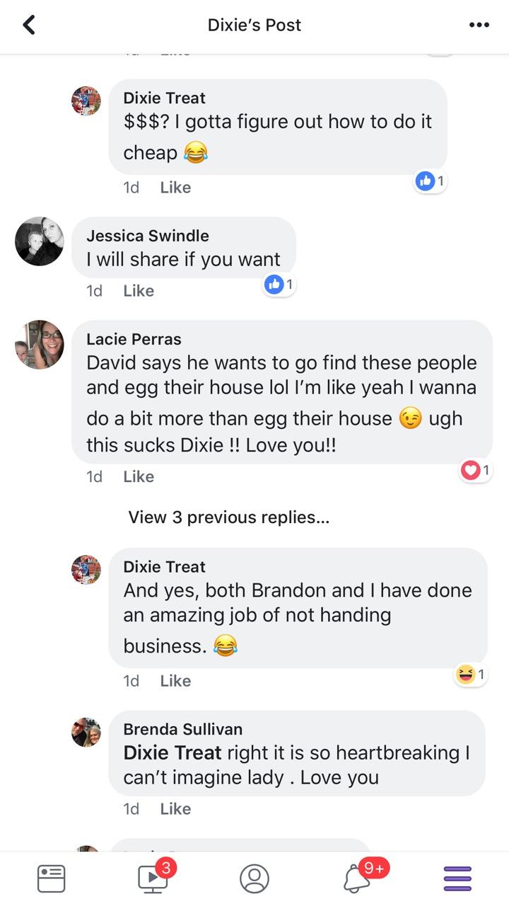 Facebook thread led by Dixie