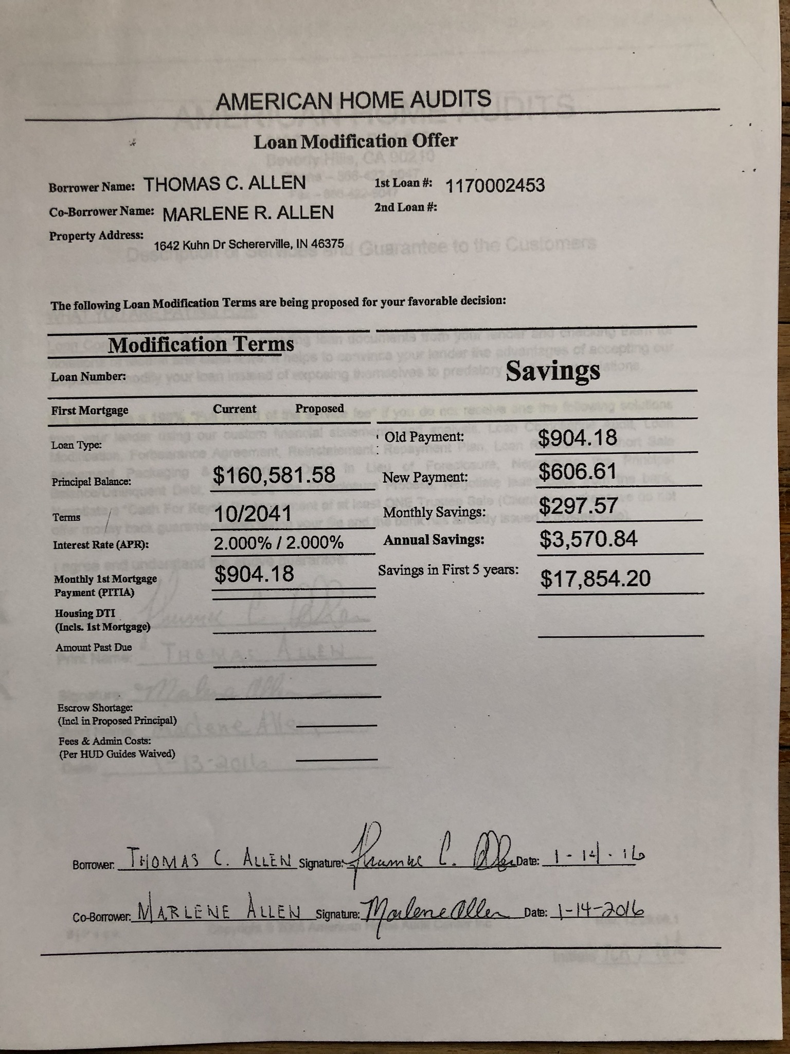 American Home Audit Modification Terms