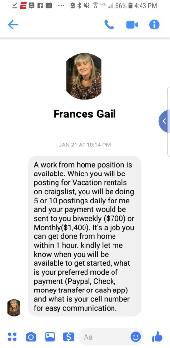 This is the ad Frances Gail placed. 