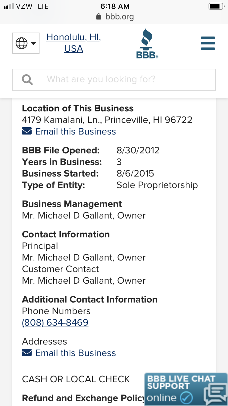 Details about his business
