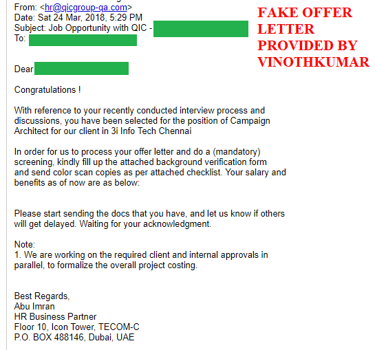 Fake Offer Letter 1/2