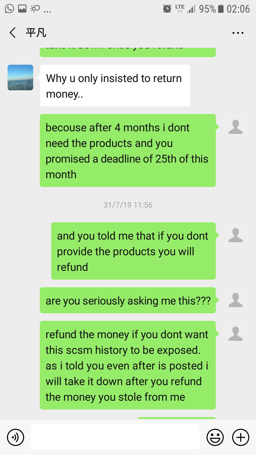 WECHAT WITH THE SCAMMER