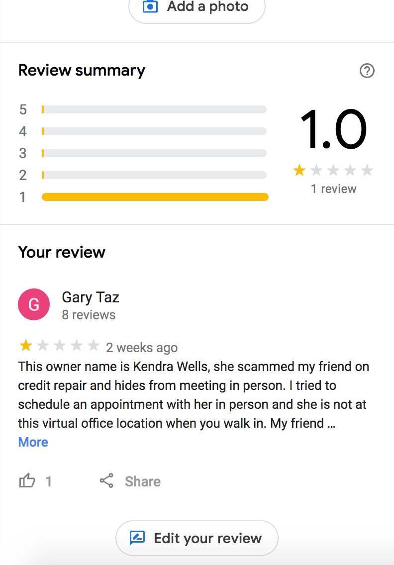 After Gary Put Bad Review ALL 13 GOOD REVIEWS GONE